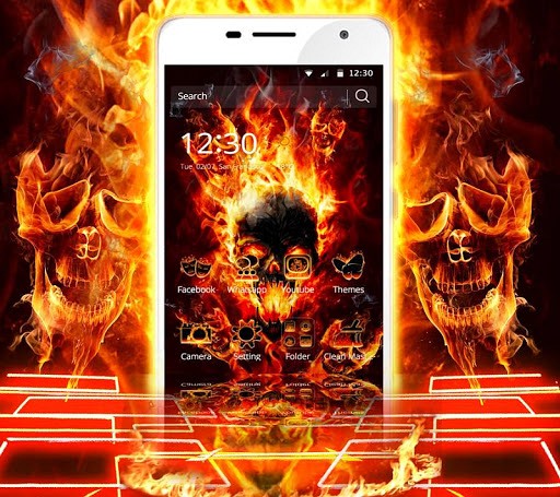 Cool Flame Skulls Theme Fire On Your Phone vs Flame Man